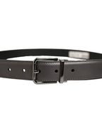 Dolce & Gabbana Dark Gray Leather Metal Buckle Classic Belt