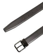 Dolce & Gabbana Dark Gray Leather Metal Buckle Classic Belt