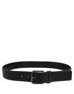 Dolce & Gabbana Black Calf Leather Classic Silver Buckle Belt