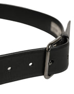 Dolce & Gabbana Black Calf Leather Classic Silver Buckle Belt