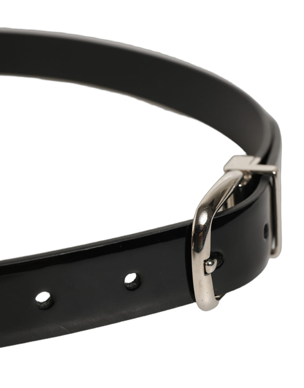 Dolce & Gabbana Black Classic Leather Silver Tone Buckle Belt
