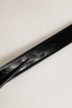 Dolce & Gabbana Black Patent Leather Silver Metal Buckle Belt