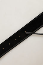 Dolce & Gabbana Black Patent Leather Silver Metal Buckle Belt