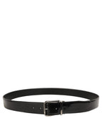 Dolce & Gabbana Black Patent Leather Silver Metal Buckle Belt