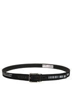 Dolce & Gabbana Black Fabric Leather Barcode Silver Buckle Belt