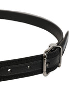 Dolce & Gabbana Black Fabric Leather Barcode Silver Buckle Belt