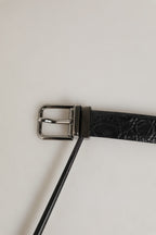 Dolce & Gabbana Black Leather Silver Metal Buckle Men Belt