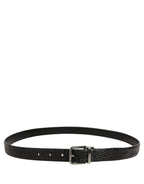 Dolce & Gabbana Black Leather Silver Metal Buckle Men Belt
