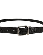 Dolce & Gabbana Black Leather Silver Metal Buckle Men Belt