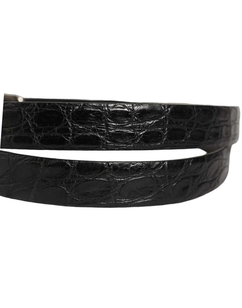 Dolce & Gabbana Black Leather Silver Metal Buckle Men Belt