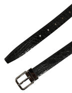 Dolce & Gabbana Black Leather Silver Metal Buckle Men Belt