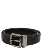 Dolce & Gabbana Black Leather Silver Metal Buckle Men Belt