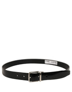 Dolce & Gabbana Black Classic Leather Silver Tone Buckle Belt