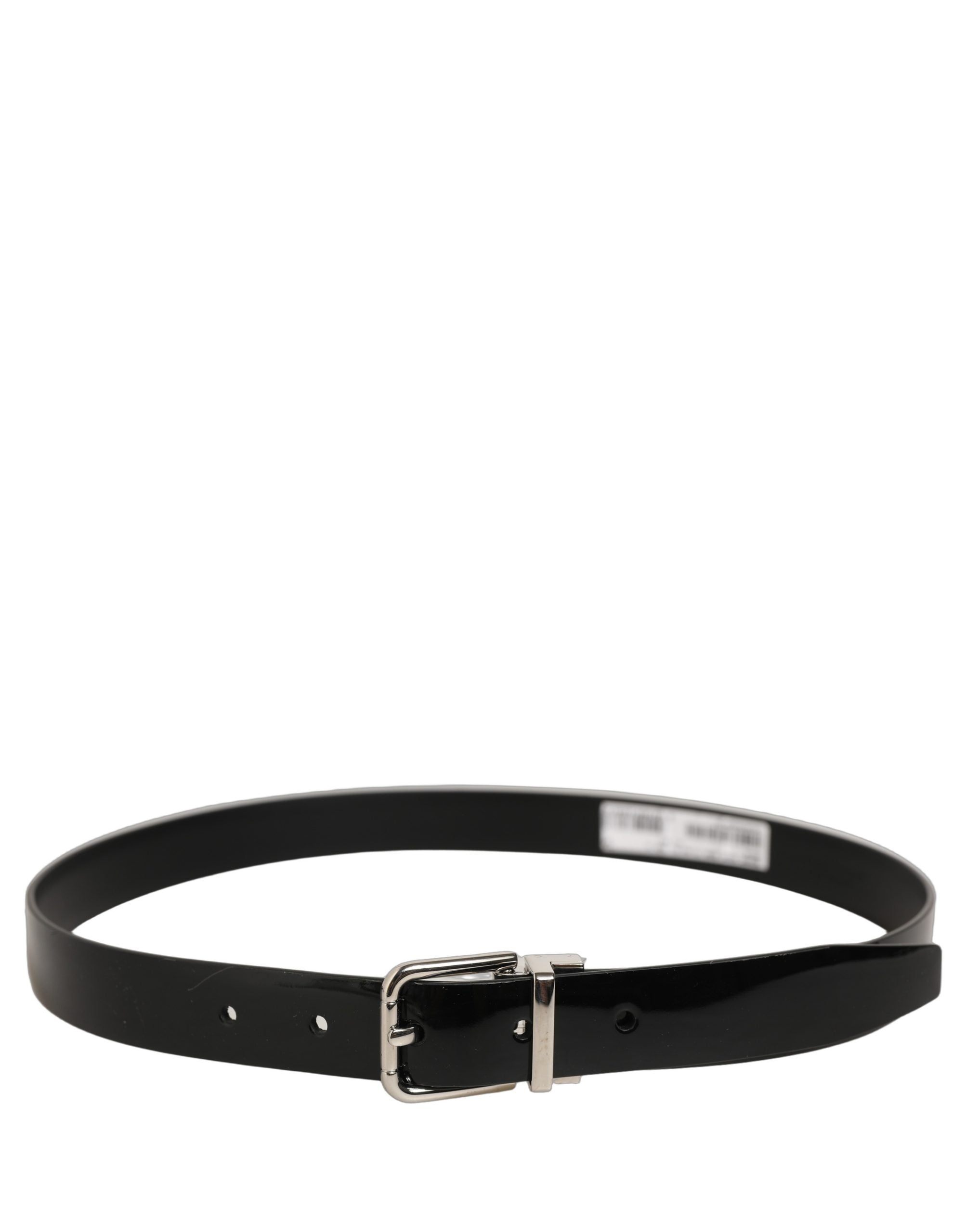 Dolce & Gabbana Black Classic Leather Silver Tone Buckle Belt