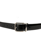 Dolce & Gabbana Black Classic Leather Silver Tone Buckle Belt