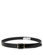 Dolce & Gabbana Black Classic Leather Silver Tone Buckle Belt