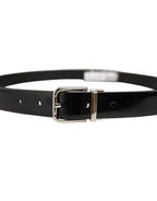 Dolce & Gabbana Black Classic Leather Silver Tone Buckle Belt