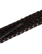 Dolce & Gabbana Dark Brown Woven Leather Metal Buckle Belt
