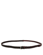 Dolce & Gabbana Dark Brown Woven Leather Metal Buckle Belt