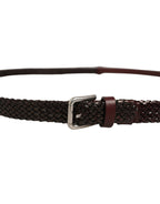 Dolce & Gabbana Dark Brown Woven Leather Metal Buckle Belt