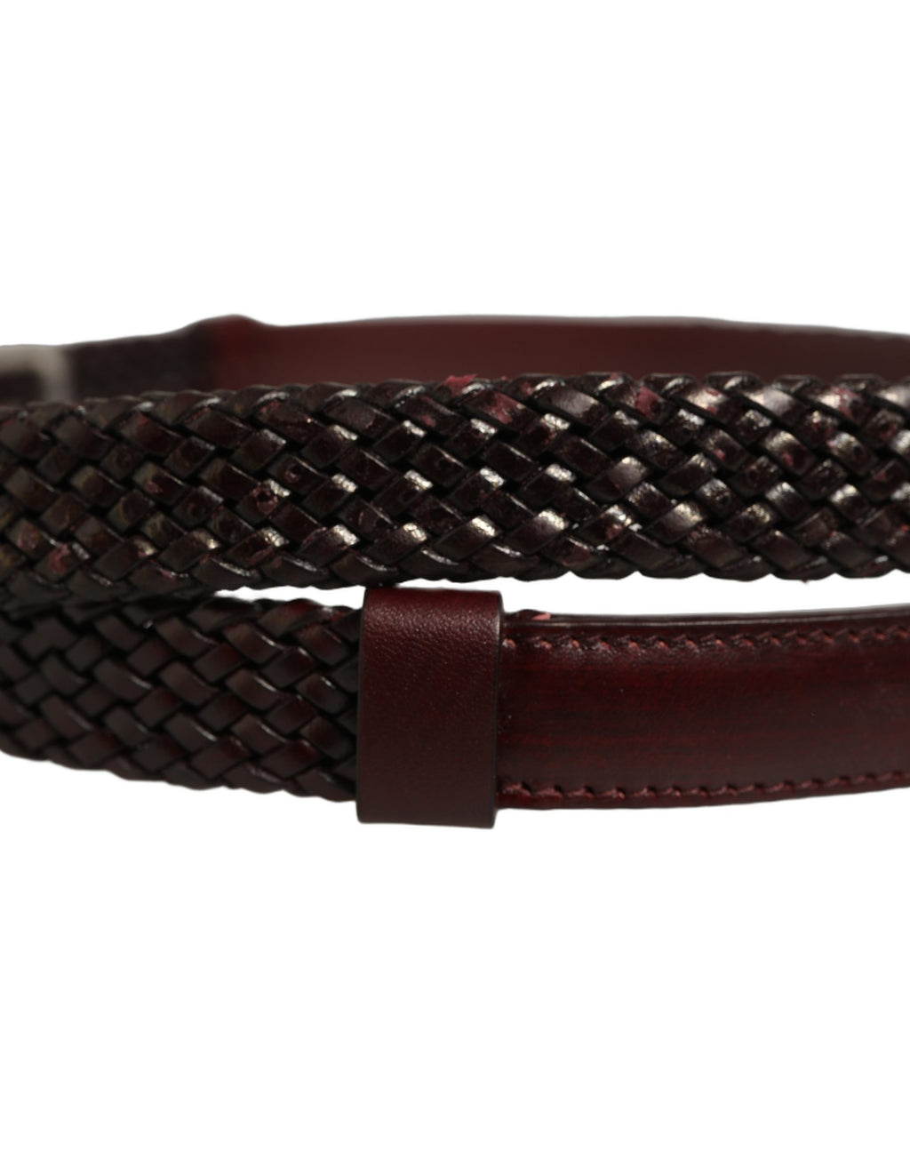 Dolce & Gabbana Dark Brown Woven Leather Metal Buckle Belt