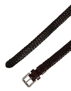 Dolce & Gabbana Dark Brown Woven Leather Metal Buckle Belt