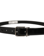 Dolce & Gabbana Black Leather Studs Silver Metal Buckle Belt