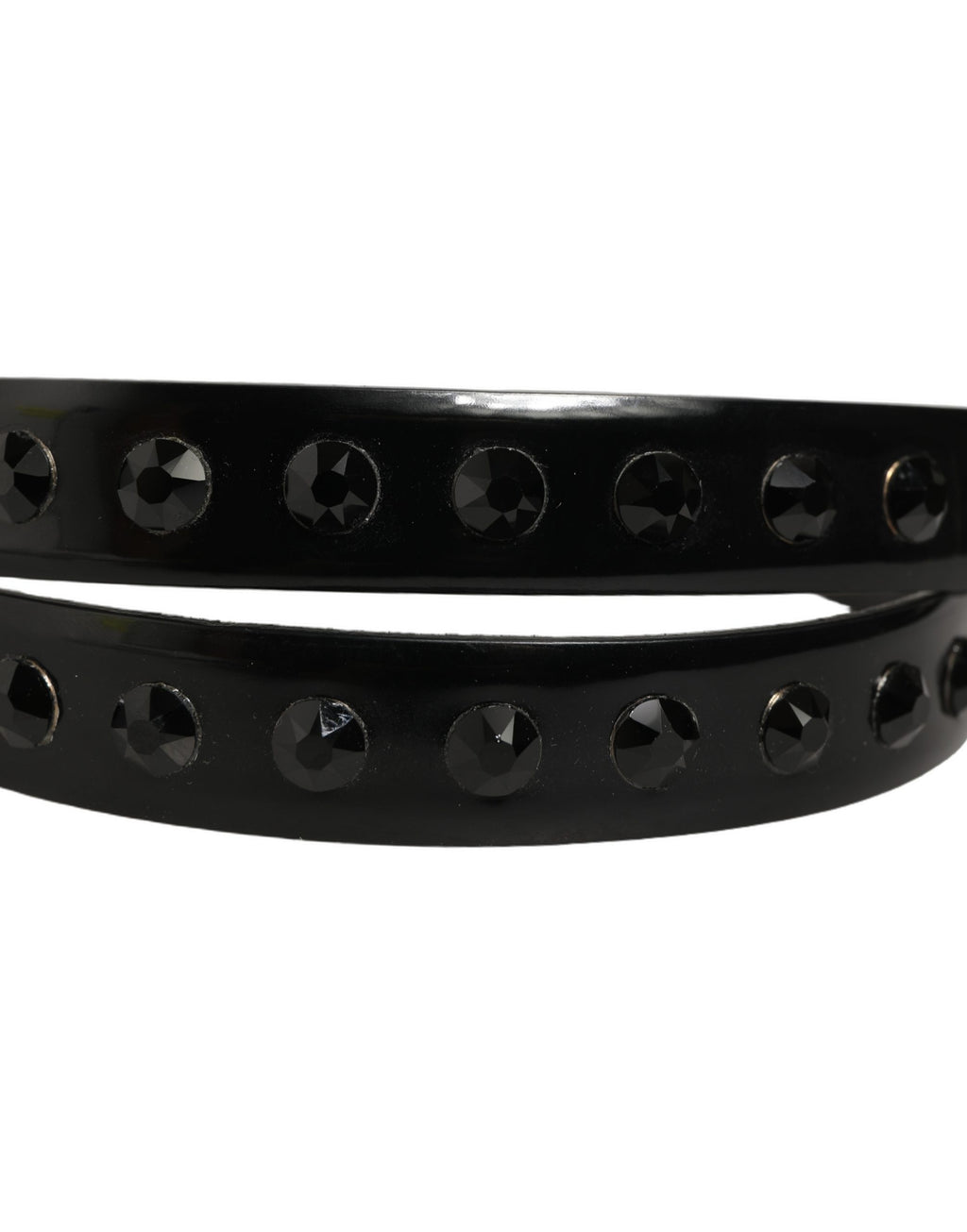 Dolce & Gabbana Black Leather Studs Silver Metal Buckle Belt