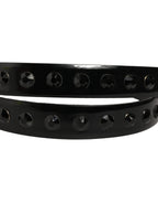 Dolce & Gabbana Black Leather Studs Silver Metal Buckle Belt