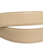 Dolce & Gabbana Beige Leather Silver Tone Metal Buckle Belt