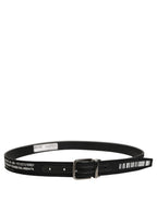 Dolce & Gabbana Black Fabric Leather Barcode Silver Buckle Belt
