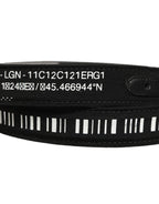 Dolce & Gabbana Black Fabric Leather Barcode Silver Buckle Belt