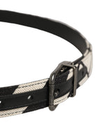 Dolce & Gabbana Black Ivory Silver Tone Metal Buckle Belt
