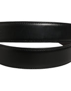 Dolce & Gabbana Black Classic Leather Silver Tone Buckle Belt