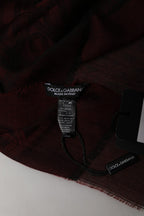 Dolce & Gabbana Dark Red Modal Frayed Edge Lace Stole Scarf