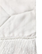 Dolce & Gabbana Men White Silk Fringed Edge Lace Stole Scarf