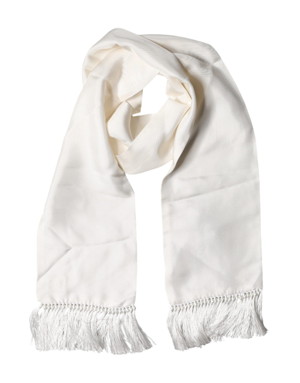 Dolce & Gabbana Men White Silk Fringed Edge Lace Stole Scarf