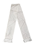 Dolce & Gabbana Men White Silk Fringed Edge Lace Stole Scarf