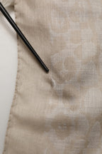 Dolce & Gabbana Men Beige Silk Wool Shawl Lace Stole Scarf