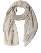 Dolce & Gabbana Men Beige Silk Wool Shawl Lace Stole Scarf