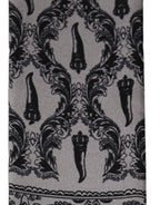 Dolce & Gabbana Gray Baroque Silk Fringed Skinny Foulard Scarf