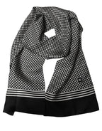 Dolce & Gabbana Black White Geometric Silk Neck Shawl Scarf