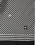 Dolce & Gabbana Black White Geometric Silk Neck Shawl Scarf