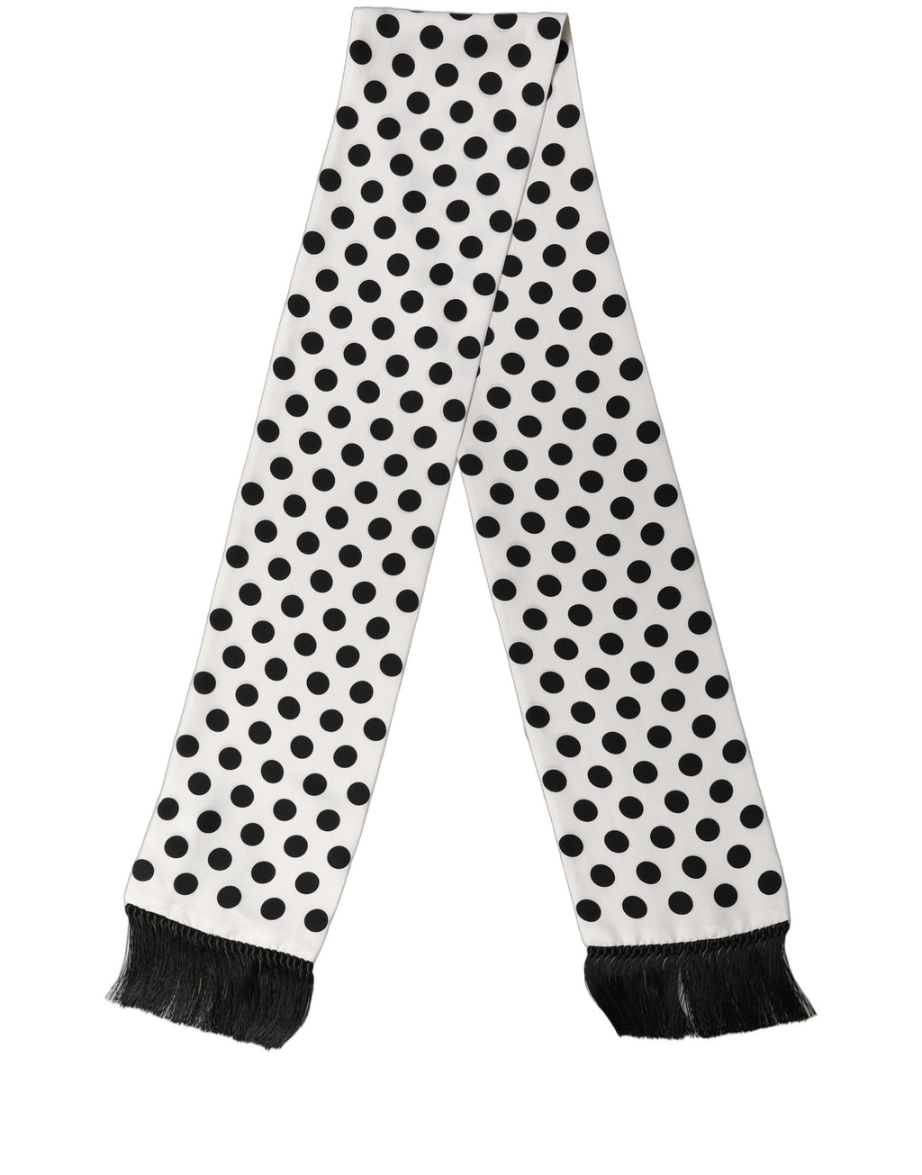 Dolce & Gabbana Black White Polka Dot Fringed Lace Stole Scarf