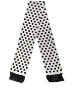 Dolce & Gabbana Black White Polka Dot Fringed Lace Stole Scarf