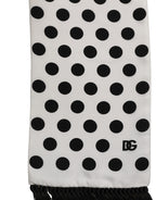 Dolce & Gabbana Black White Polka Dot Fringed Lace Stole Scarf