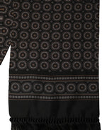 Dolce & Gabbana Black Silk Geometric Fringed Neck Shawl Scarf