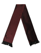 Dolce & Gabbana Burgundy Silk Dotted Fringed Neck Shawl Scarf
