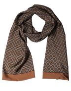 Dolce & Gabbana Brown Geometric Silk Men Neck Shawl Scarf