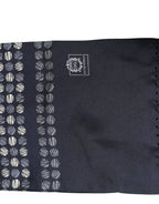 Dolce & Gabbana Men Navy Blue Geometric Dot Silk Fringed Neck Shawl Scarf